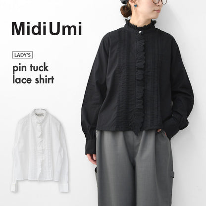 MidiUmi [ミディウミ] pin tuck lace shirt [1-730078] ピンタックレースシャツ・LADY'S[2026ss]
