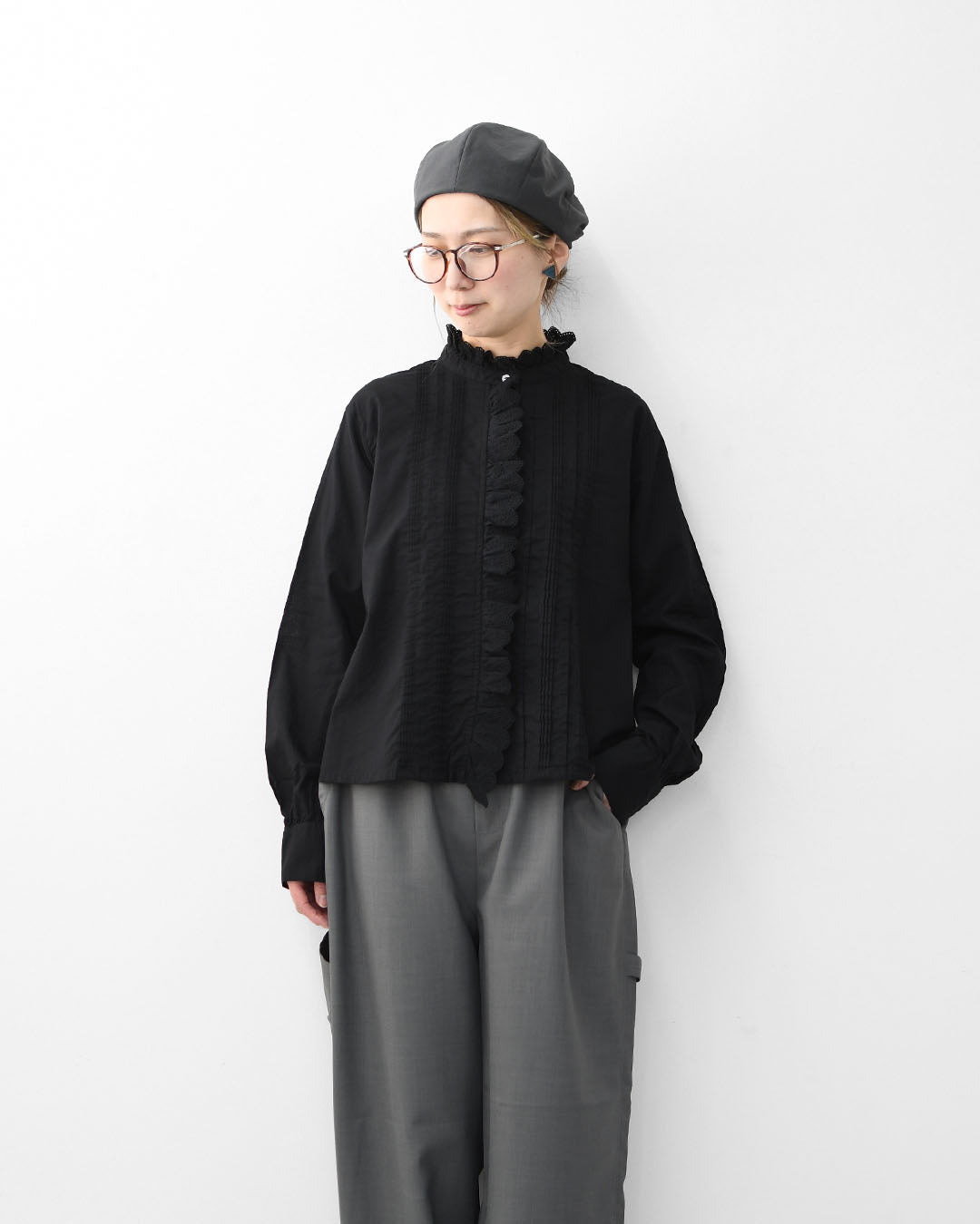 MidiUmi [ミディウミ] pin tuck lace shirt [1-730078] ピンタックレースシャツ・LADY'S[2026ss]