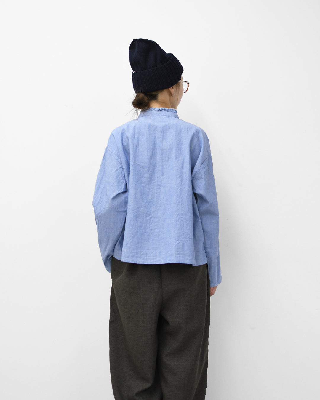 MidiUmi [ミディウミ] dungarees ruffle shirt [1-730081]  ダンガリーズラッフルシャツ・LADY'S[2026ss]