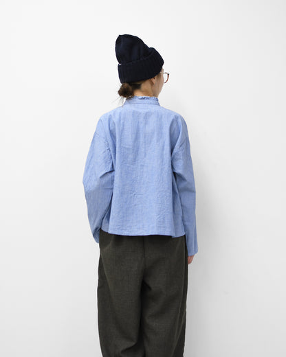 MidiUmi [ミディウミ] dungarees ruffle shirt [1-730081]  ダンガリーズラッフルシャツ・LADY'S[2026ss]