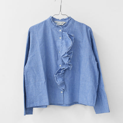 MidiUmi [ミディウミ] dungarees ruffle shirt [1-730081]  ダンガリーズラッフルシャツ・LADY'S[2026ss]