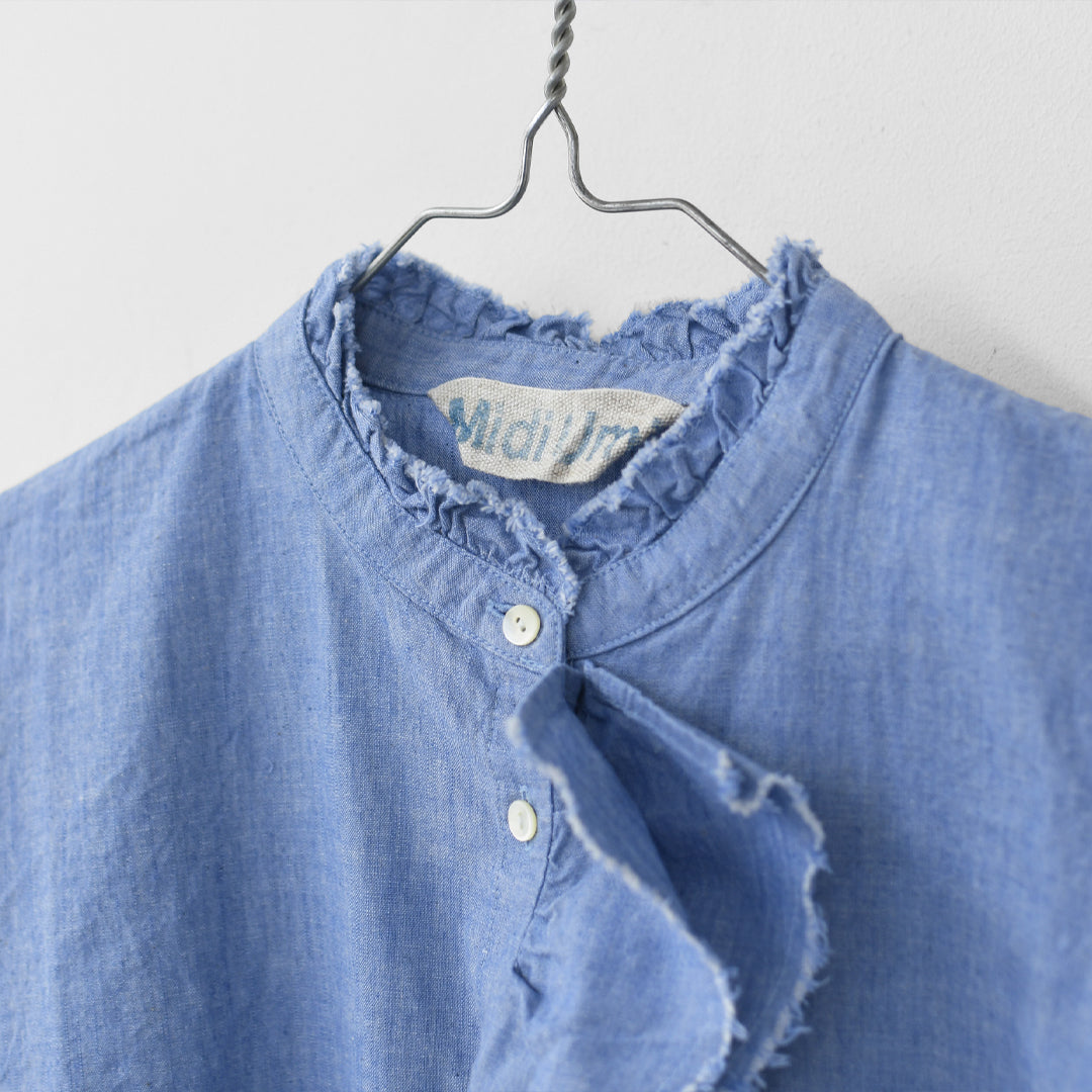 MidiUmi [ミディウミ] dungarees ruffle shirt [1-730081]  ダンガリーズラッフルシャツ・LADY'S[2026ss]