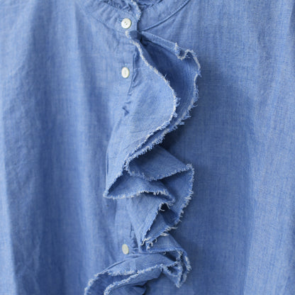 MidiUmi [ミディウミ] dungarees ruffle shirt [1-730081]  ダンガリーズラッフルシャツ・LADY'S[2026ss]