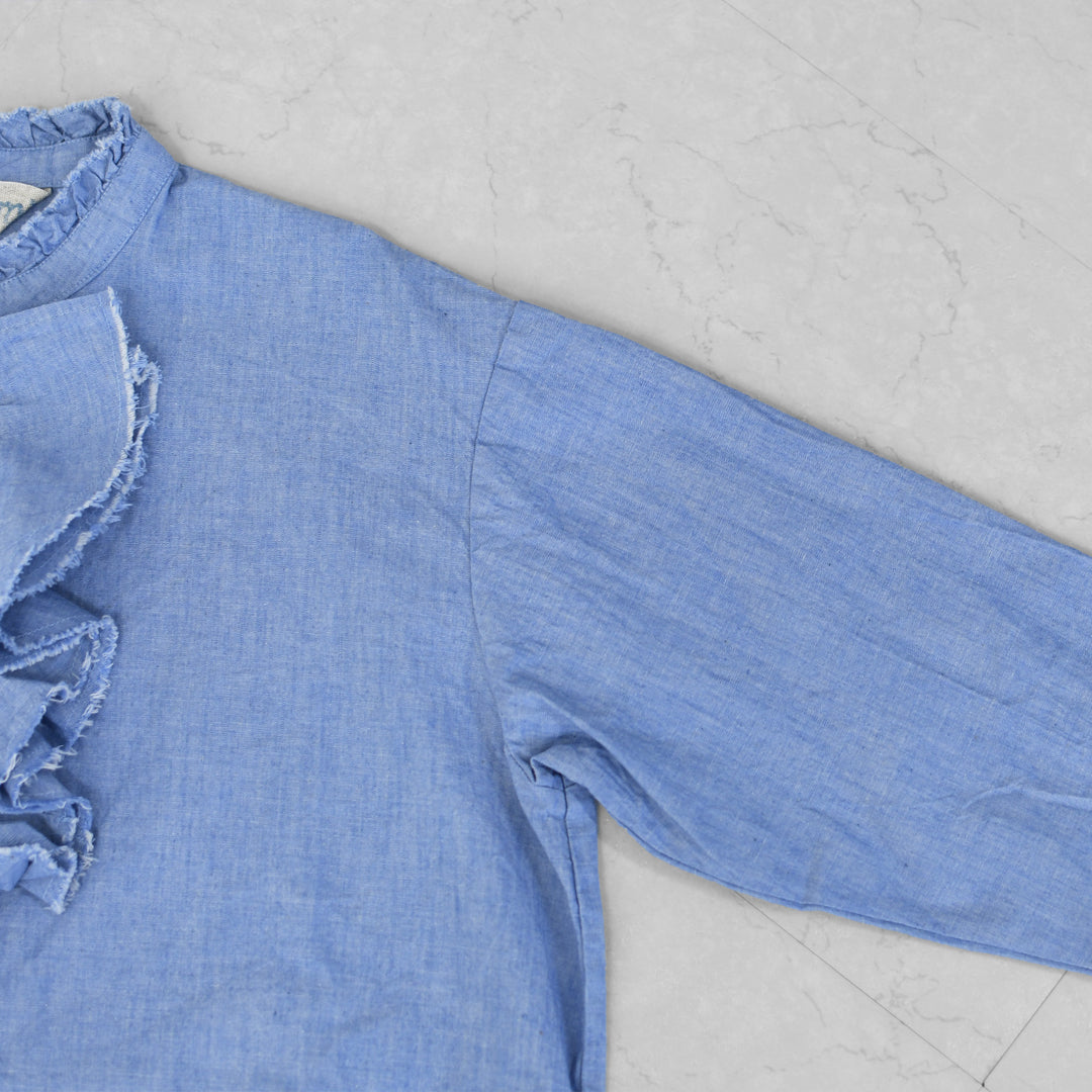 MidiUmi [ミディウミ] dungarees ruffle shirt [1-730081]  ダンガリーズラッフルシャツ・LADY'S[2026ss]