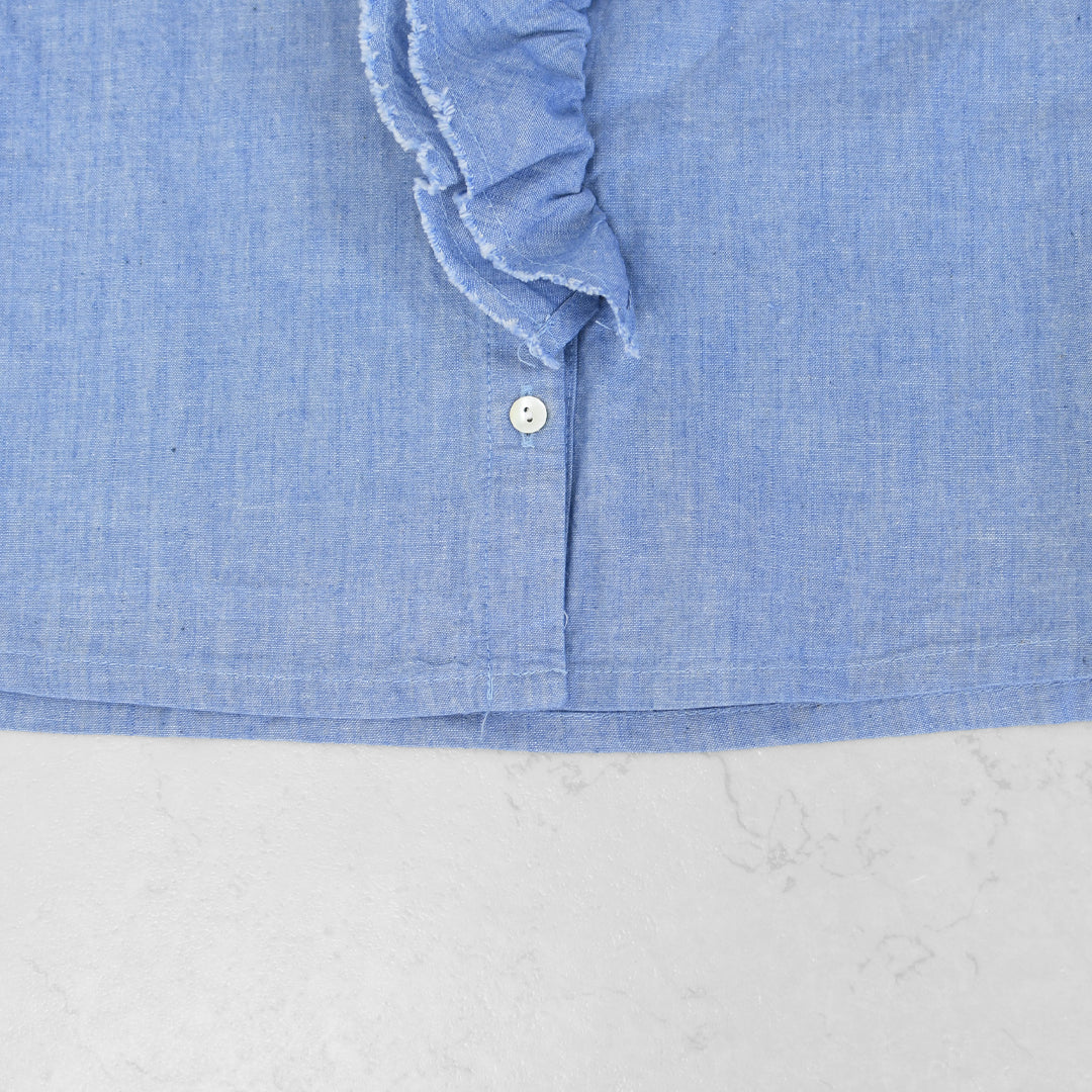 MidiUmi [ミディウミ] dungarees ruffle shirt [1-730081]  ダンガリーズラッフルシャツ・LADY'S[2026ss]