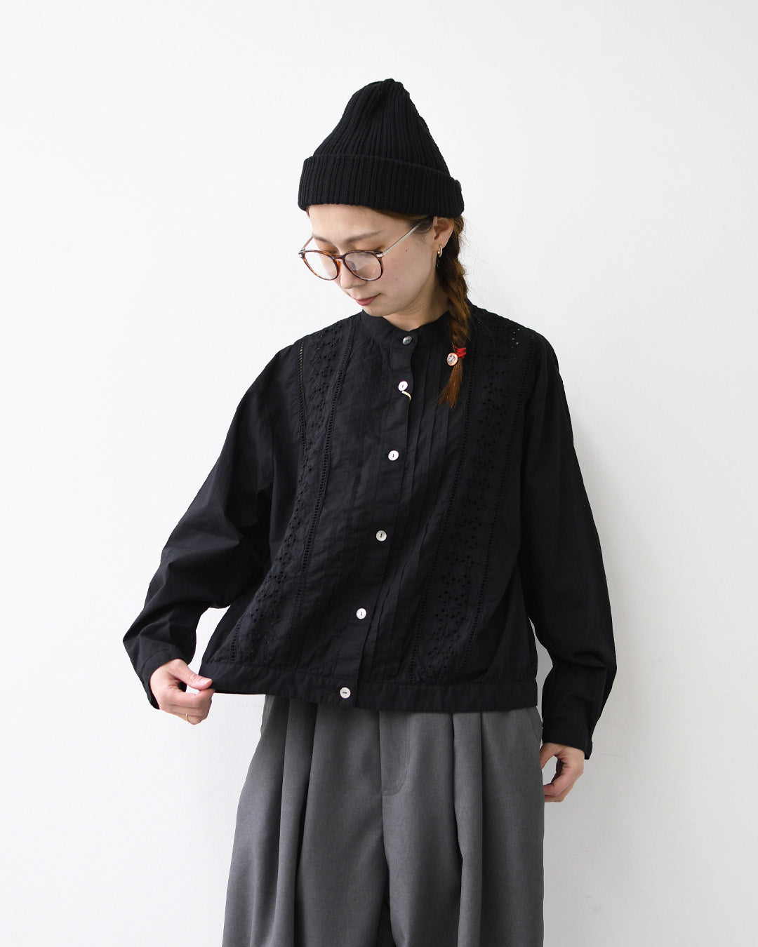 MidiUmi [ミディウミ] lace blouson shirt [1-730156] レースブルゾンシャツ・レースシャツ・ヴィンテージライク・ブルゾン・LADY'S [2026SS]
