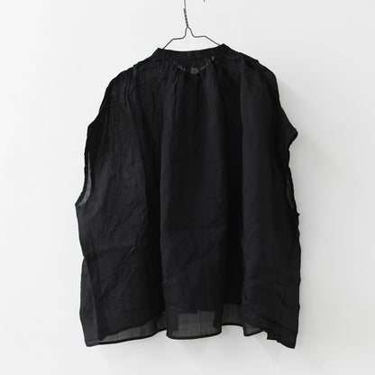 MidiUmi [ミディウミ] ramie gather N/S shirt  [2-730179] ラミーギャザーノースリーブシャツ・フレンチスリーブシャツ・透け感・ワイドシルエット・ノースリーブ・無地・シンプル・カジュアル・きれいめ・LADY'S [2026SS]