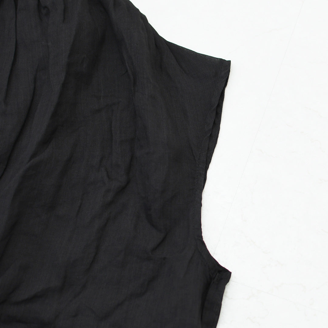 MidiUmi [ミディウミ] ramie gather N/S shirt  [2-730179] ラミーギャザーノースリーブシャツ・フレンチスリーブシャツ・透け感・ワイドシルエット・ノースリーブ・無地・シンプル・カジュアル・きれいめ・LADY'S [2026SS]