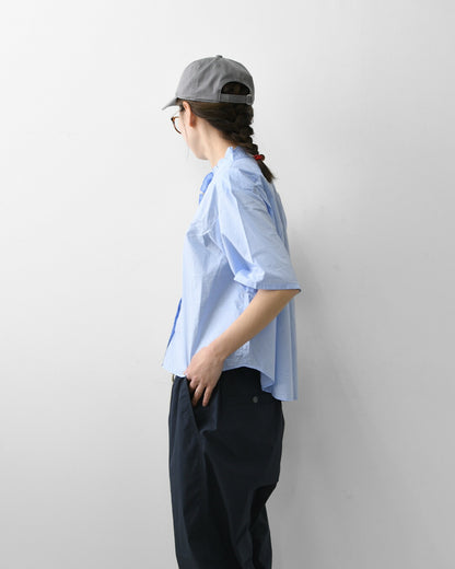 MidiUmi [ミディウミ] h/s front half frill shirt  [2-730183] ハーフスリーブフロントハーフフリルシャツ・半袖シャツ・ハーフスリーブデザイン・フリルシャツ・無地・シンプル・カジュアル・きれいめ・LADY'S [2026SS]