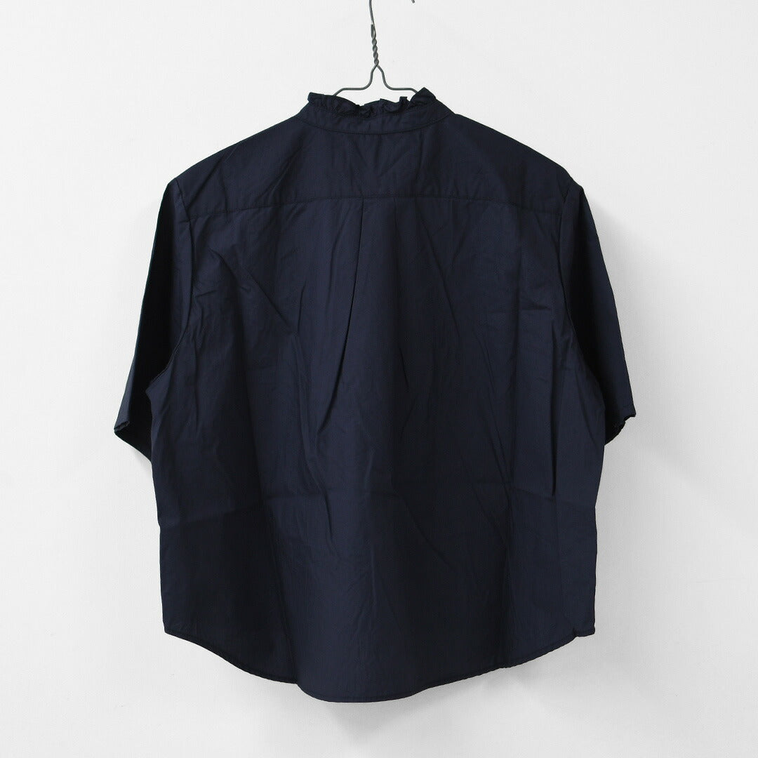MidiUmi [ミディウミ] h/s front half frill shirt  [2-730183] ハーフスリーブフロントハーフフリルシャツ・半袖シャツ・ハーフスリーブデザイン・フリルシャツ・無地・シンプル・カジュアル・きれいめ・LADY'S [2026SS]