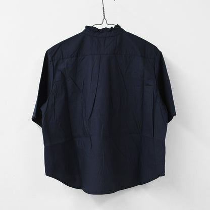 MidiUmi [ミディウミ] h/s front half frill shirt  [2-730183] ハーフスリーブフロントハーフフリルシャツ・半袖シャツ・ハーフスリーブデザイン・フリルシャツ・無地・シンプル・カジュアル・きれいめ・LADY'S [2026SS]