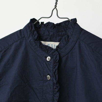 MidiUmi [ミディウミ] h/s front half frill shirt  [2-730183] ハーフスリーブフロントハーフフリルシャツ・半袖シャツ・ハーフスリーブデザイン・フリルシャツ・無地・シンプル・カジュアル・きれいめ・LADY'S [2026SS]