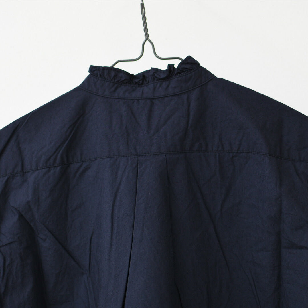 MidiUmi [ミディウミ] h/s front half frill shirt  [2-730183] ハーフスリーブフロントハーフフリルシャツ・半袖シャツ・ハーフスリーブデザイン・フリルシャツ・無地・シンプル・カジュアル・きれいめ・LADY'S [2026SS]