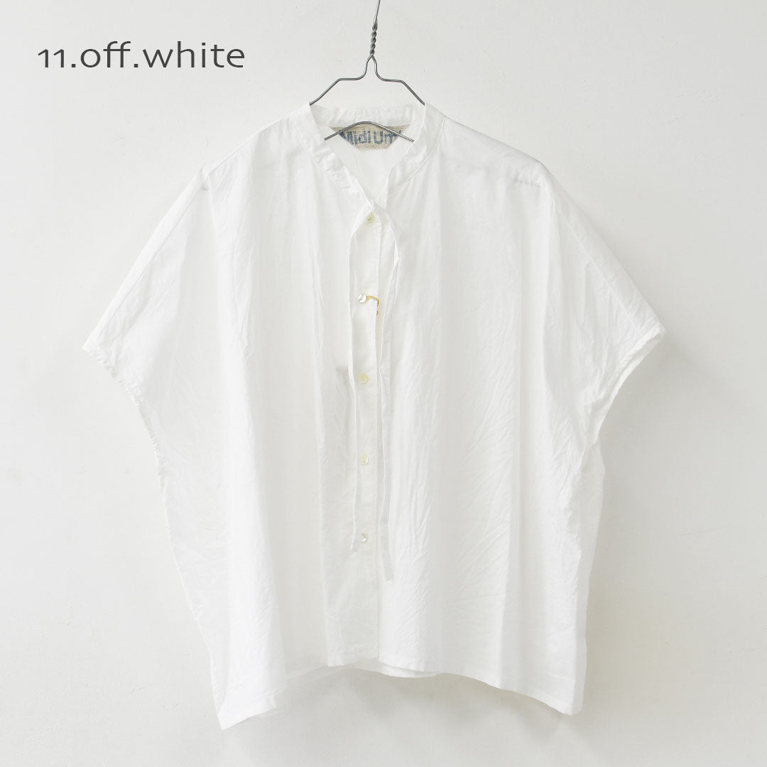 MIDIUMI [ミディウミ] BOW-TIE WIDE SHIRT  [2-730184] ボウタイ ワイドシャツ・半袖シャツ・ワイドシャツ・オーバーサイズシャツ・無地・シンプル・リラックスシルエット・LADY'S [2026SS]