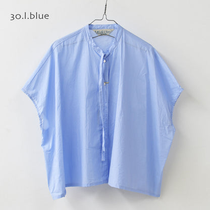 MIDIUMI [ミディウミ] BOW-TIE WIDE SHIRT  [2-730184] ボウタイ ワイドシャツ・半袖シャツ・ワイドシャツ・オーバーサイズシャツ・無地・シンプル・リラックスシルエット・LADY'S [2026SS]