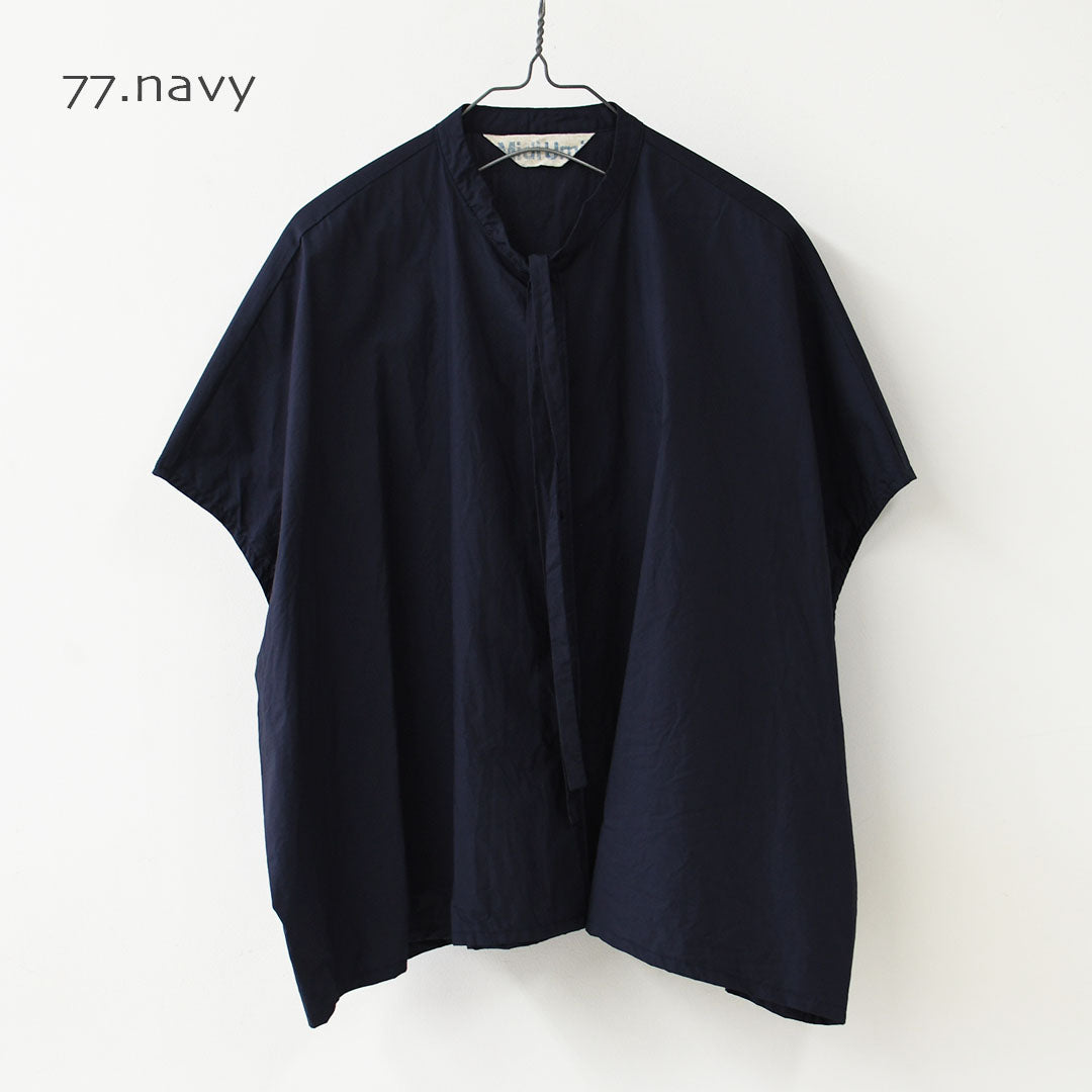MIDIUMI [ミディウミ] BOW-TIE WIDE SHIRT  [2-730184] ボウタイ ワイドシャツ・半袖シャツ・ワイドシャツ・オーバーサイズシャツ・無地・シンプル・リラックスシルエット・LADY'S [2026SS]