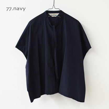 MIDIUMI [ミディウミ] BOW-TIE WIDE SHIRT  [2-730184] ボウタイ ワイドシャツ・半袖シャツ・ワイドシャツ・オーバーサイズシャツ・無地・シンプル・リラックスシルエット・LADY'S [2026SS]