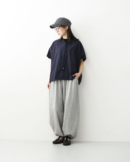 MIDIUMI [ミディウミ] BOW-TIE WIDE SHIRT  [2-730184] ボウタイ ワイドシャツ・半袖シャツ・ワイドシャツ・オーバーサイズシャツ・無地・シンプル・リラックスシルエット・LADY'S [2026SS]