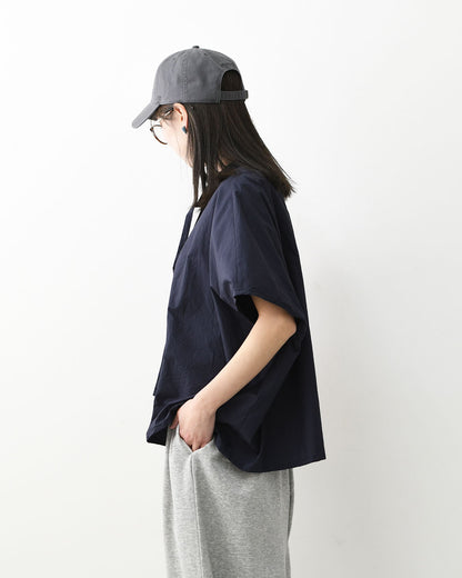 MIDIUMI [ミディウミ] BOW-TIE WIDE SHIRT  [2-730184] ボウタイ ワイドシャツ・半袖シャツ・ワイドシャツ・オーバーサイズシャツ・無地・シンプル・リラックスシルエット・LADY'S [2026SS]