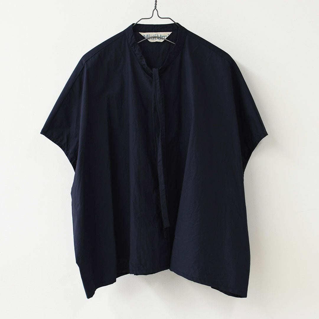 MIDIUMI [ミディウミ] BOW-TIE WIDE SHIRT  [2-730184] ボウタイ ワイドシャツ・半袖シャツ・ワイドシャツ・オーバーサイズシャツ・無地・シンプル・リラックスシルエット・LADY'S [2026SS]