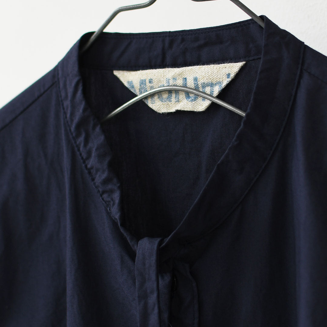 MIDIUMI [ミディウミ] BOW-TIE WIDE SHIRT  [2-730184] ボウタイ ワイドシャツ・半袖シャツ・ワイドシャツ・オーバーサイズシャツ・無地・シンプル・リラックスシルエット・LADY'S [2026SS]