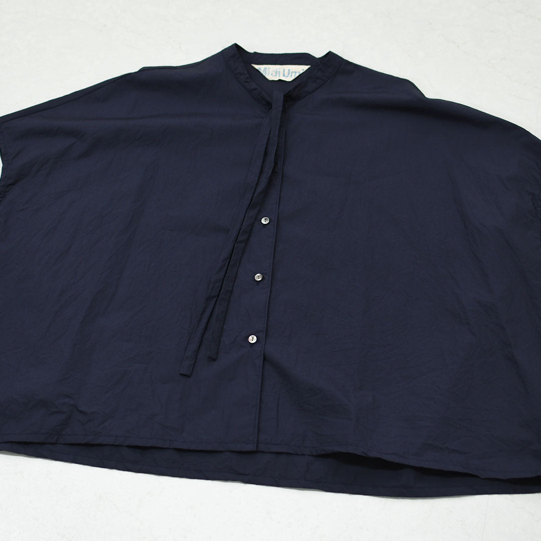 MIDIUMI [ミディウミ] BOW-TIE WIDE SHIRT  [2-730184] ボウタイ ワイドシャツ・半袖シャツ・ワイドシャツ・オーバーサイズシャツ・無地・シンプル・リラックスシルエット・LADY'S [2026SS]