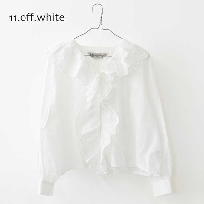 MidiUmi [ミディウミ] front raffle shirt [2-730232] フロントラッフルシャツ・シャツ・フリル・ワイドシルエット・無地・シンプル・LADY'S [2026AW]