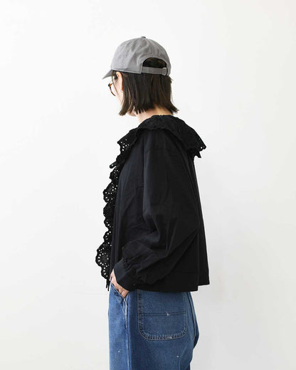 MidiUmi [ミディウミ] front raffle shirt [2-730232] フロントラッフルシャツ・シャツ・フリル・ワイドシルエット・無地・シンプル・LADY'S [2026AW]