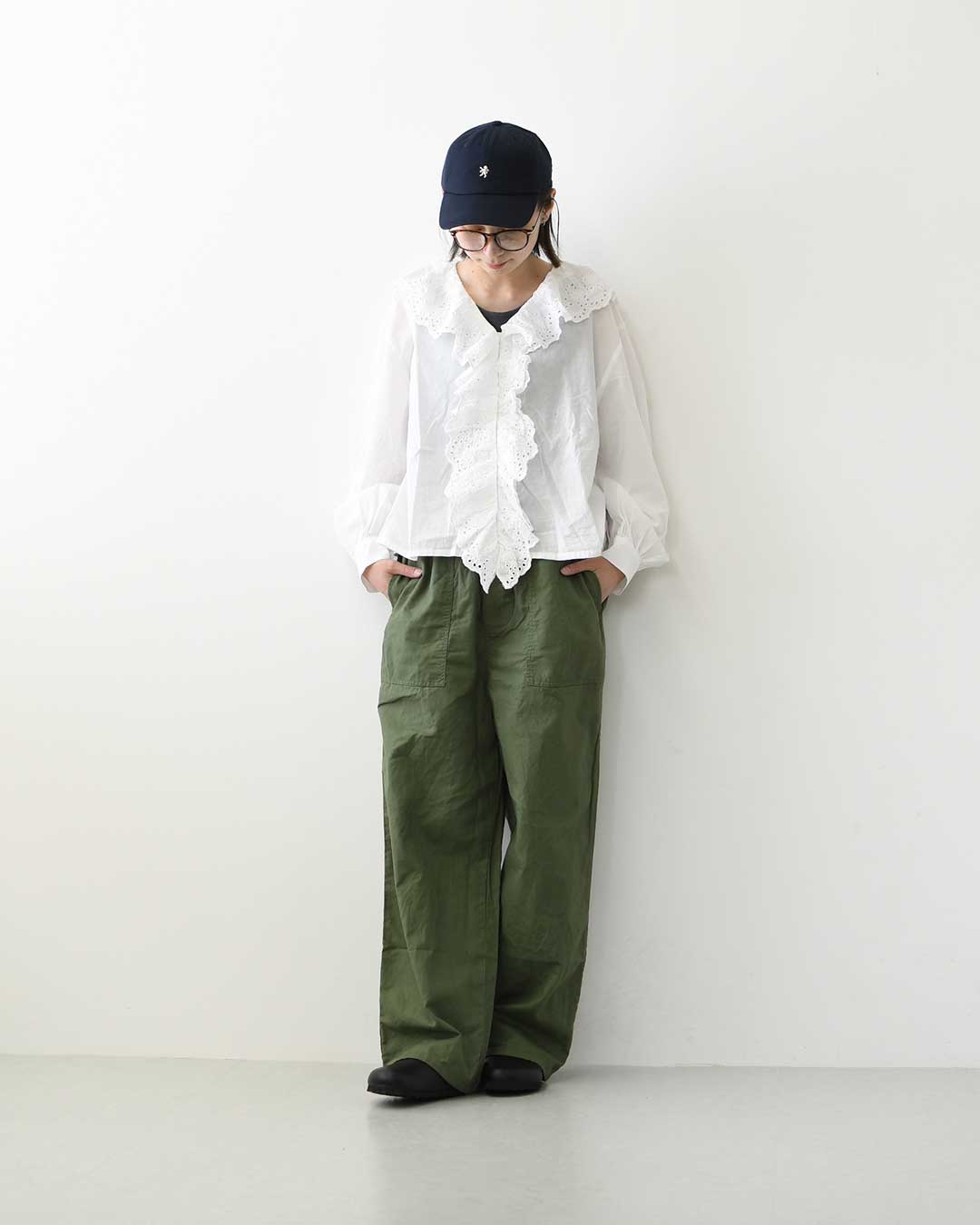 MidiUmi [ミディウミ] front raffle shirt [2-730232] フロントラッフルシャツ・シャツ・フリル・ワイドシルエット・無地・シンプル・LADY'S [2026AW]
