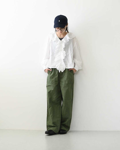 MidiUmi [ミディウミ] front raffle shirt [2-730232] フロントラッフルシャツ・シャツ・フリル・ワイドシルエット・無地・シンプル・LADY'S [2026AW]