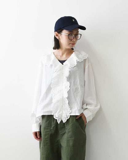 MidiUmi [ミディウミ] front raffle shirt [2-730232] フロントラッフルシャツ・シャツ・フリル・ワイドシルエット・無地・シンプル・LADY'S [2026AW]