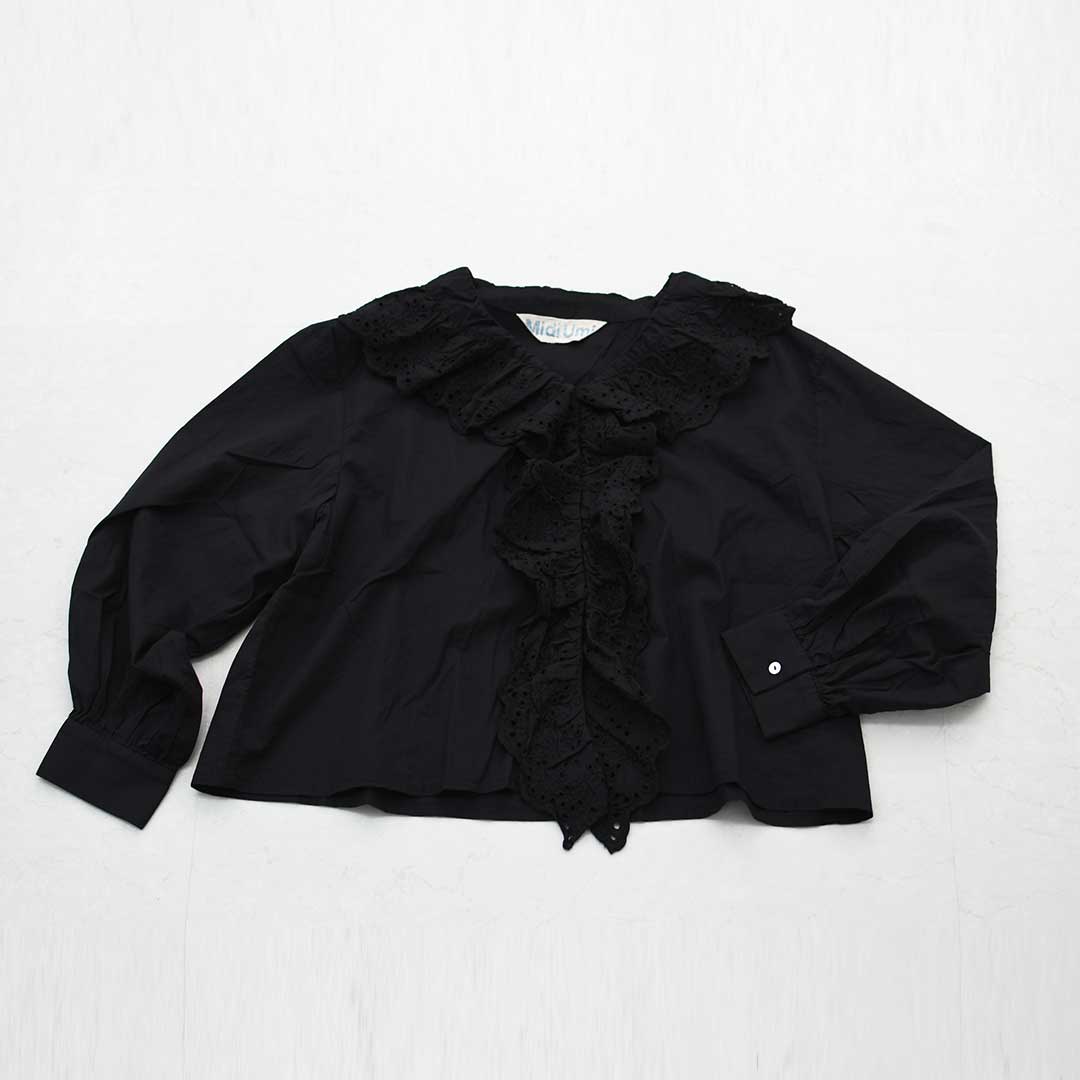 MidiUmi [ミディウミ] front raffle shirt [2-730232] フロントラッフルシャツ・シャツ・フリル・ワイドシルエット・無地・シンプル・LADY'S [2026AW]