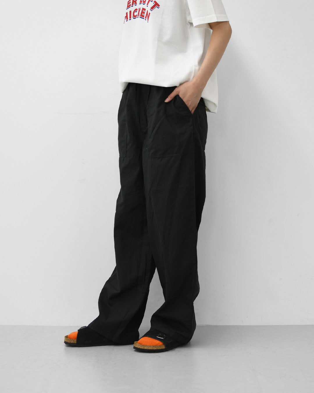 MidiUmi [ミディウミ] C/L baker PT [2-760059] コットンリネンベーカーパンツ・ワイド・ゆったり・ ストレートシルエット・柔らか素材・リラックス・LADY'S [2026AW]