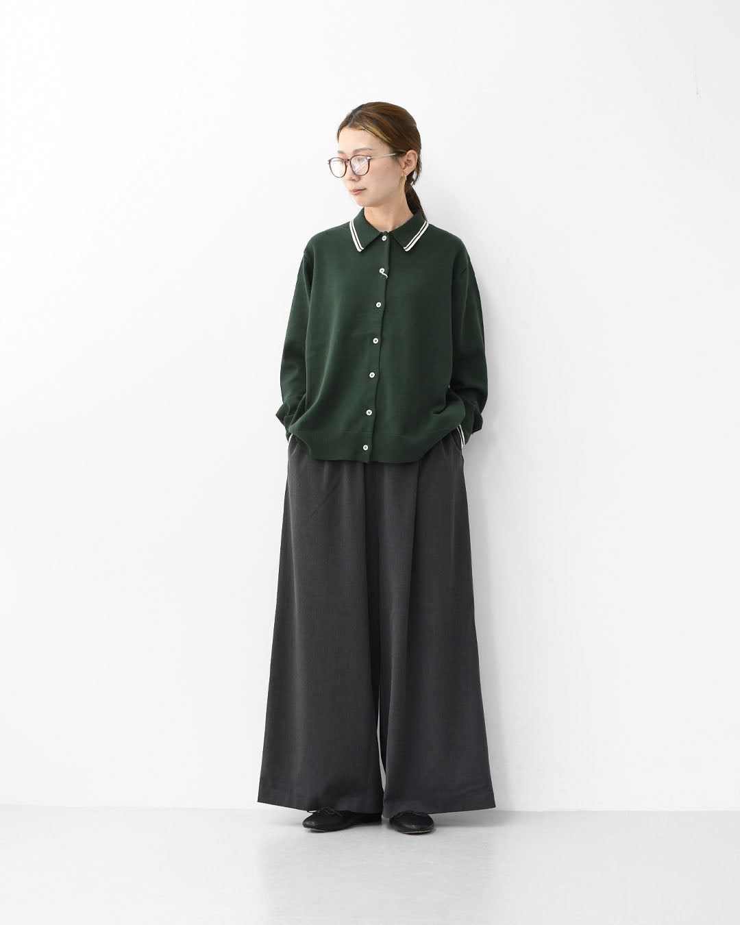 MidiUmi [ミディウミ] polo knit CD [3-729919] ポロニットCD・ワイドシルエット・ゆったり・シンプル・着心地・MAEDE IN JAPAN・ LADY'S [2025AW]