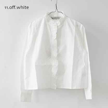 MidiUmi [ミディウミ] frill short shirt [3-730296] フリルショートシャツ・ヴィンテージライク・バンドカラー・無地・シンプル・LADY'S [2026AW]