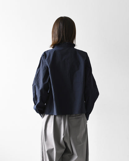 MidiUmi [ミディウミ] frill short shirt [3-730296] フリルショートシャツ・ヴィンテージライク・バンドカラー・無地・シンプル・LADY'S [2026AW]