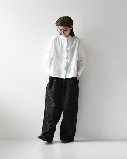 MidiUmi [ミディウミ] frill short shirt [3-730296] フリルショートシャツ・ヴィンテージライク・バンドカラー・無地・シンプル・LADY'S [2026AW]