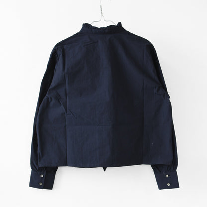 MidiUmi [ミディウミ] frill short shirt [3-730296] フリルショートシャツ・ヴィンテージライク・バンドカラー・無地・シンプル・LADY'S [2026AW]