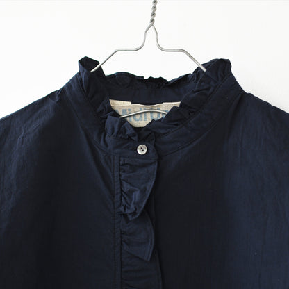 MidiUmi [ミディウミ] frill short shirt [3-730296] フリルショートシャツ・ヴィンテージライク・バンドカラー・無地・シンプル・LADY'S [2026AW]