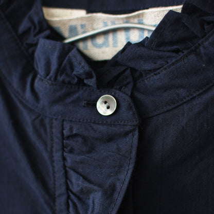 MidiUmi [ミディウミ] frill short shirt [3-730296] フリルショートシャツ・ヴィンテージライク・バンドカラー・無地・シンプル・LADY'S [2026AW]