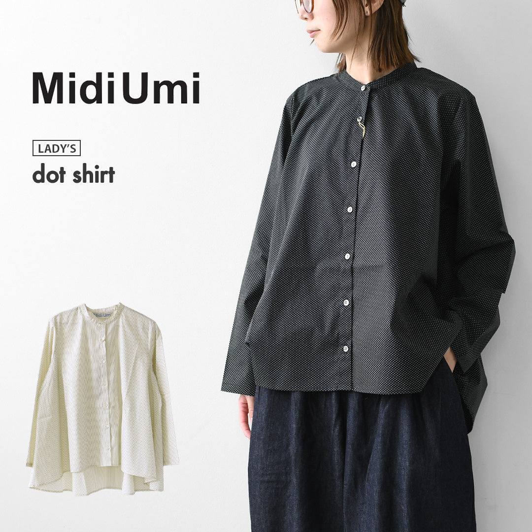 MidiUmi [ミディウミ] dot shirt [3-73972863] ドット シャツ・ドット柄・Aライン・ワイドサイズ・バンドカラー・LADY'S [2026AW]