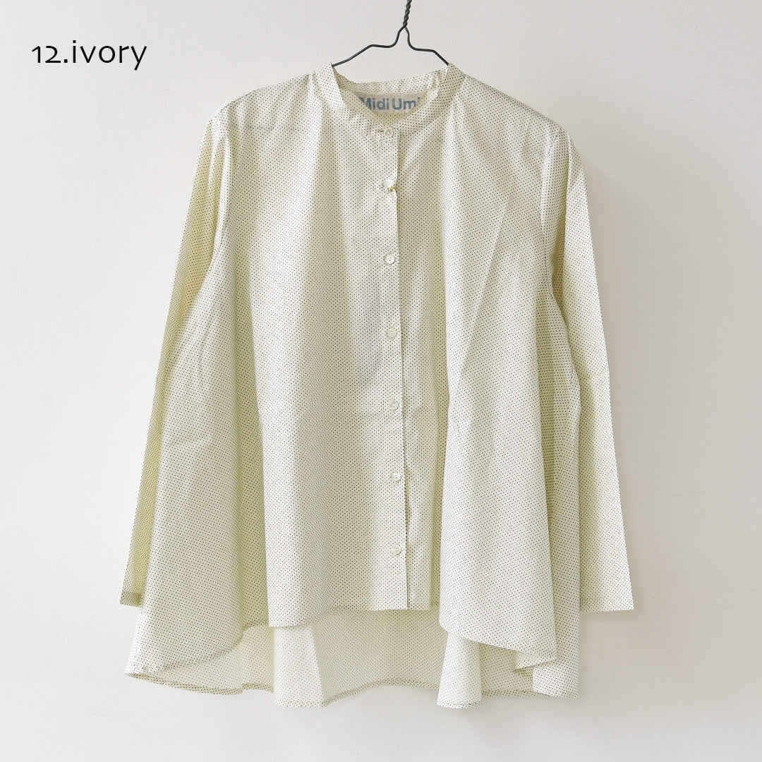MidiUmi [ミディウミ] dot shirt [3-73972863] ドット シャツ・ドット柄・Aライン・ワイドサイズ・バンドカラー・LADY'S [2026AW]