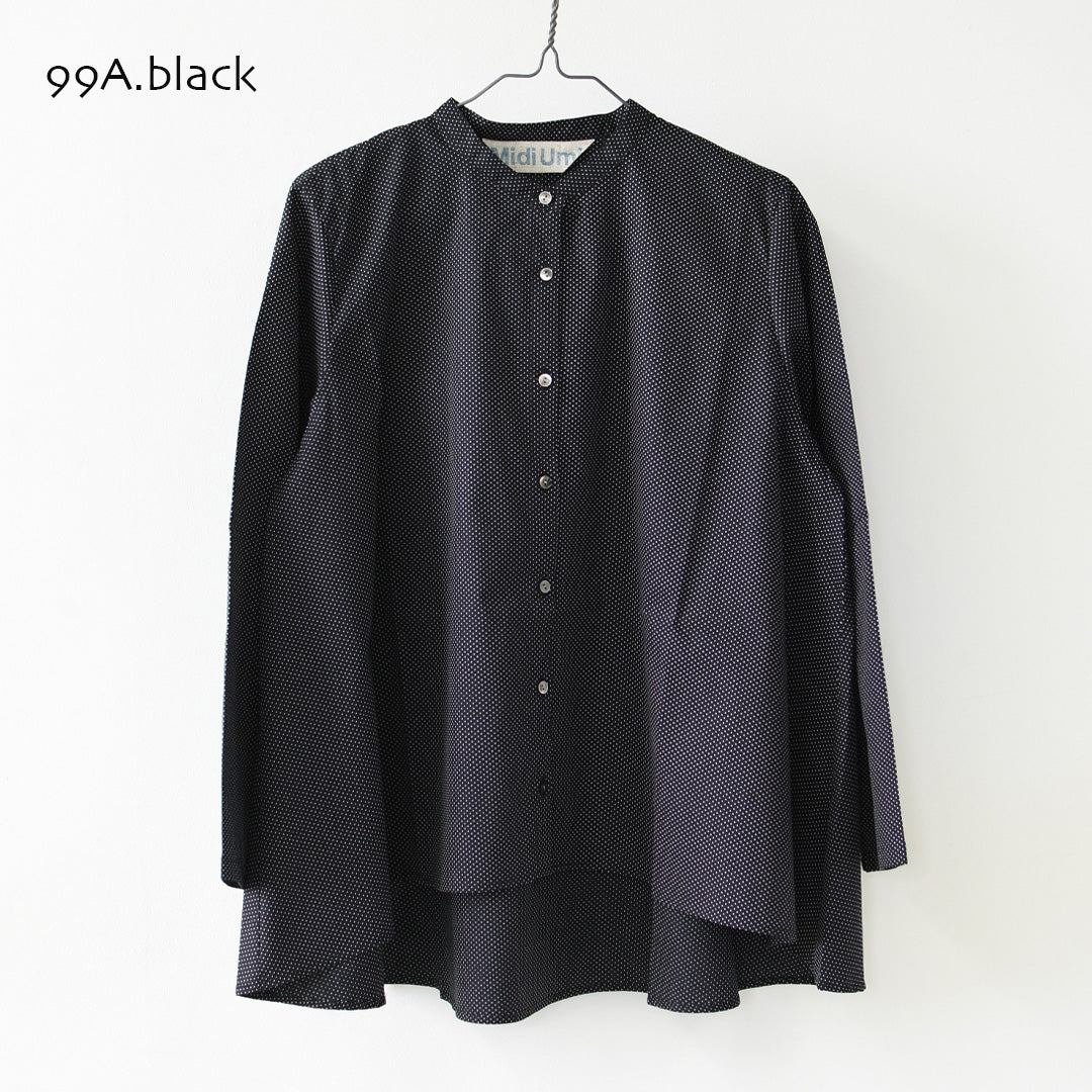 MidiUmi [ミディウミ] dot shirt [3-73972863] ドット シャツ・ドット柄・Aライン・ワイドサイズ・バンドカラー・LADY'S [2026AW]