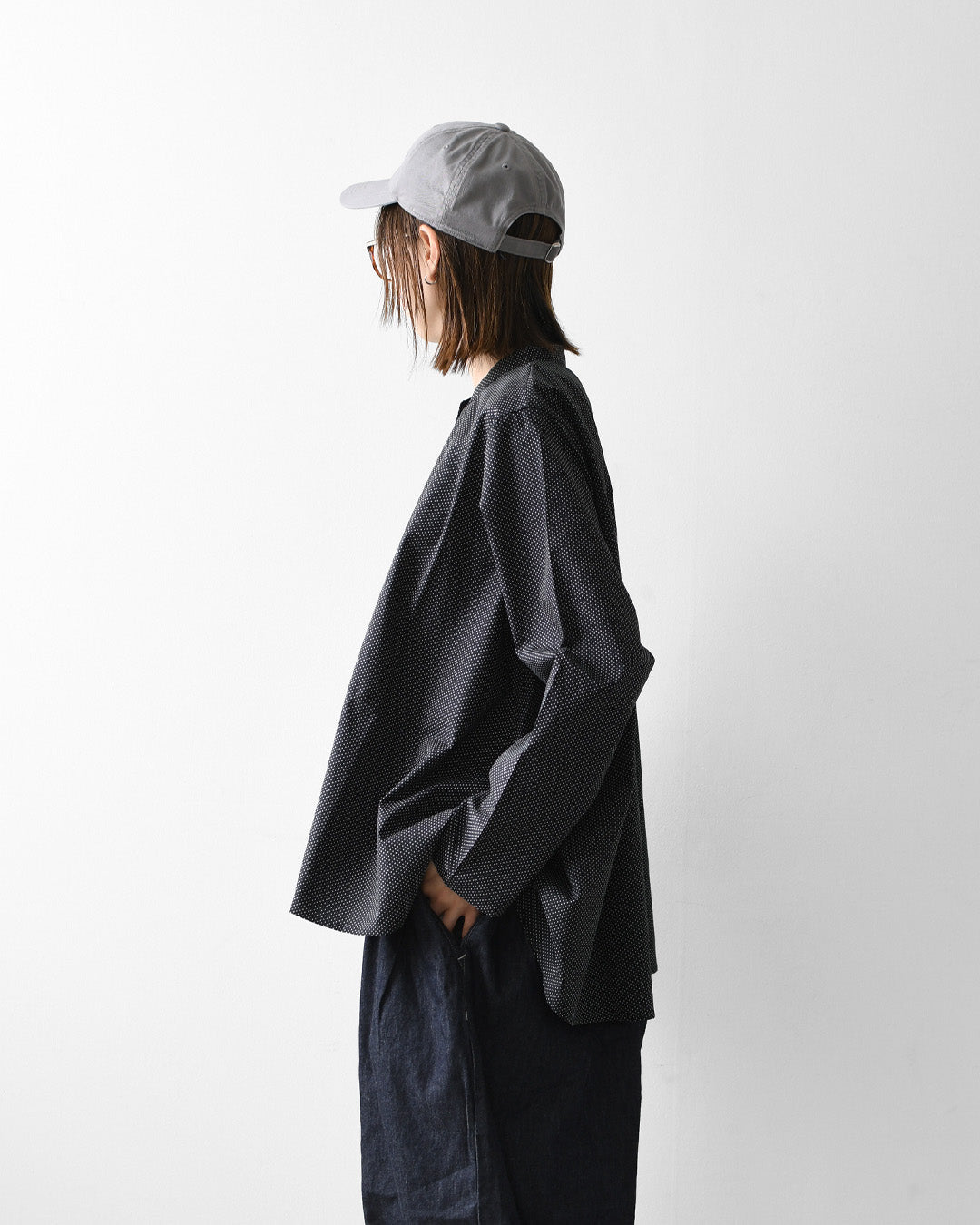 MidiUmi [ミディウミ] dot shirt [3-73972863] ドット シャツ・ドット柄・Aライン・ワイドサイズ・バンドカラー・LADY'S [2026AW]