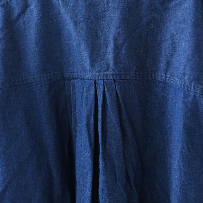 MidiUmi [ミディウミ]  tuck sleeve denim shirt  [3-739959] タックスリーブデニムシャツ・コットンシャツ・長袖・無地・ストーンウォッシュ・バンドカラー・カジュアル・LADY'S [2025AW]