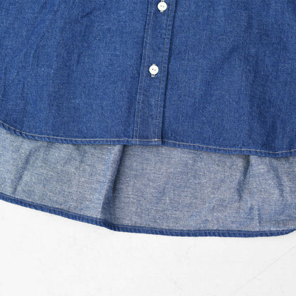 MidiUmi [ミディウミ]  tuck sleeve denim shirt  [3-739959] タックスリーブデニムシャツ・コットンシャツ・長袖・無地・ストーンウォッシュ・バンドカラー・カジュアル・LADY'S [2025AW]