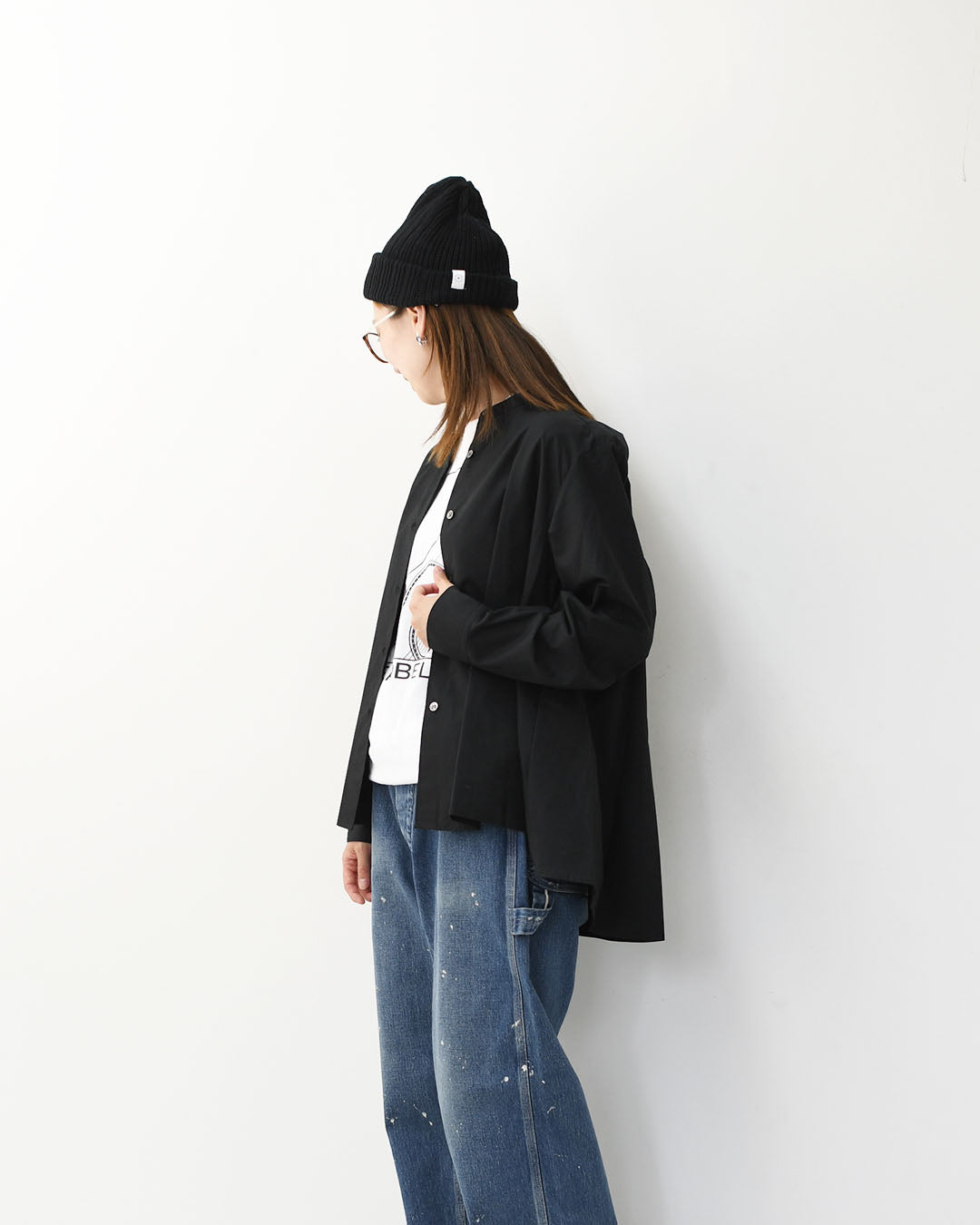 MidiUmi [ミディウミ] A line band collar shirt [3-739996] Aラインバンドカラーシャツ [2025AW]