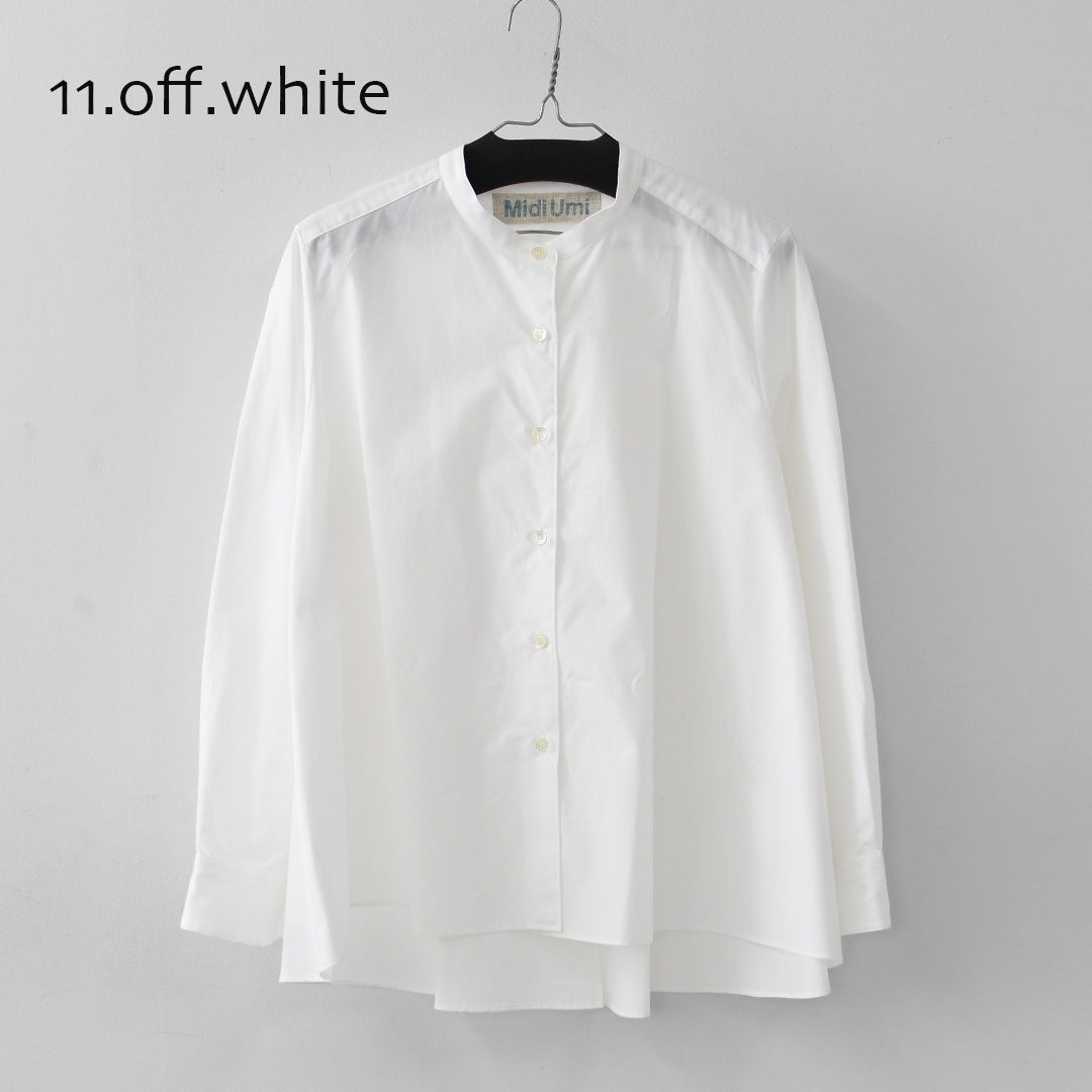 MidiUmi [ミディウミ] A line band collar shirt [3-73999661] Aラインバンドカラーシャツ・Aライン・バンドカラー・無地・シンプル・LADY'S [2026SS]