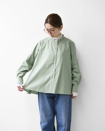 MidiUmi [ミディウミ] A line band collar shirt [3-73999661] Aラインバンドカラーシャツ・Aライン・バンドカラー・無地・シンプル・LADY'S [2026SS]