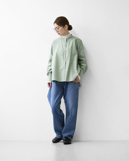MidiUmi [ミディウミ] A line band collar shirt [3-73999661] Aラインバンドカラーシャツ・Aライン・バンドカラー・無地・シンプル・LADY'S [2026SS]